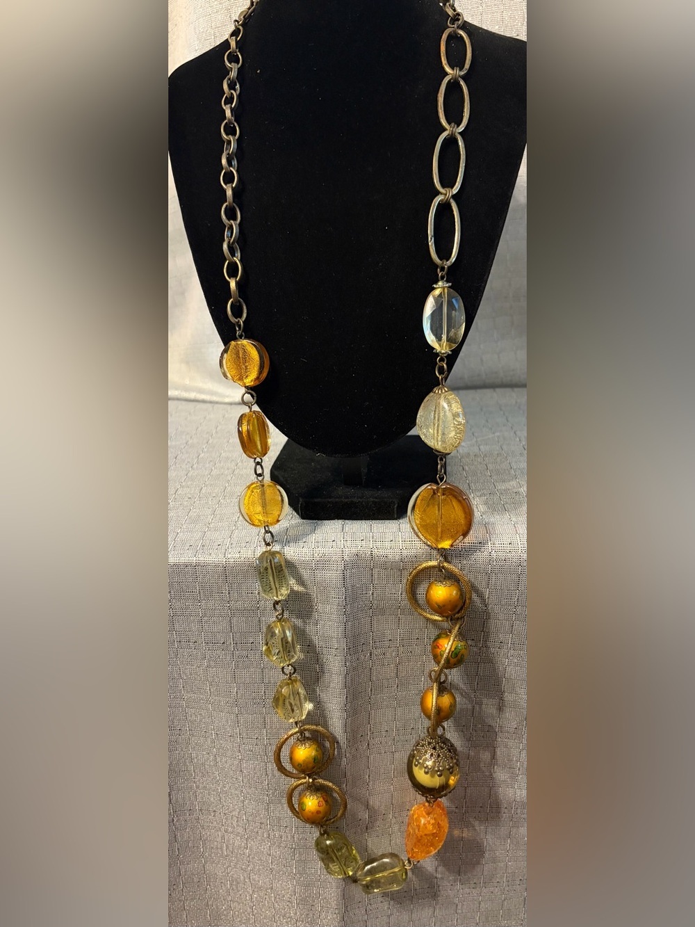 Vintage style amber colored statement necklace